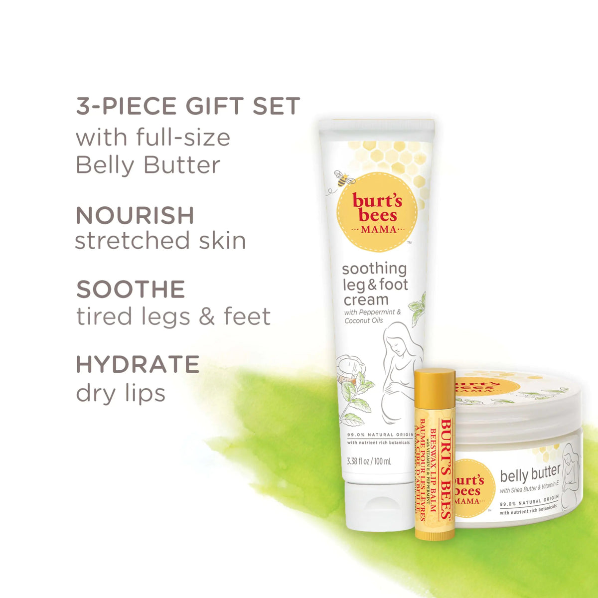 Burt's Bees Pregnancy Essentials Gifts Set, 3 Giftable Baby Shower Products & Must Have Baby Registry Items, Nourishing Skincare - Mama Belly Butter, Original Lip Balm, Leg & Foot Cream Mama Pregnancy Set 3 Count (Pack of 1) Rieworkes