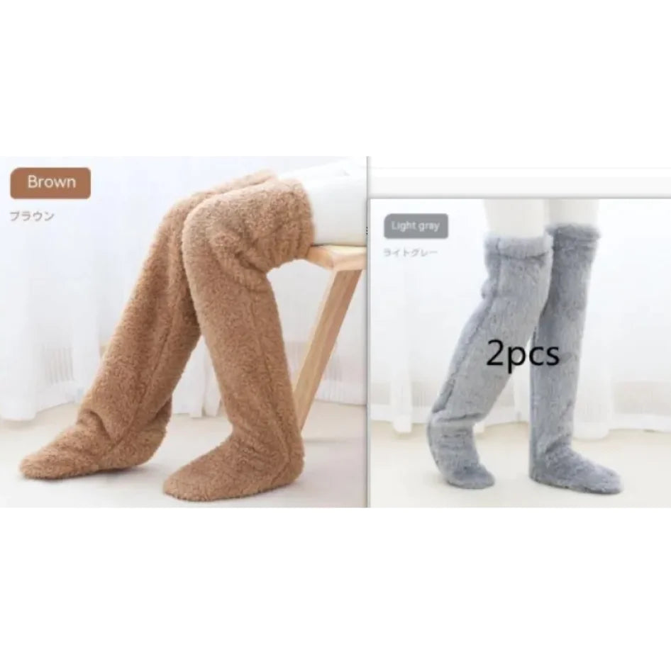 Fuzzy Over Knee High Winter Warm Socks Rieworkes
