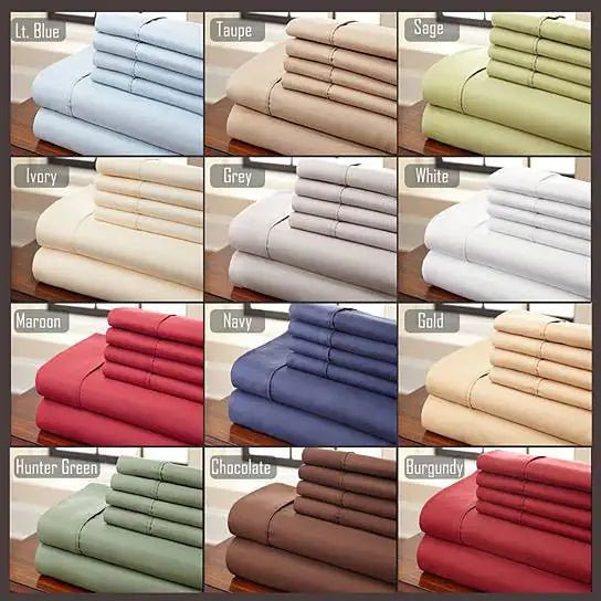 6-Piece Luxury Soft Bamboo Bed Sheet Set in 12 Colors Rieworkes