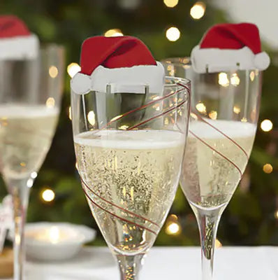 Christmas Wine Glass Place Cards with Hat Decor Mimarta