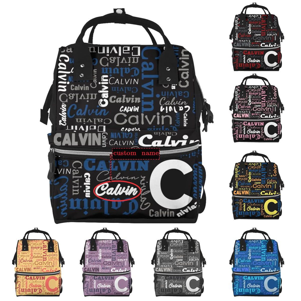 WLRUEZN Personalized Name Large Capacity Diaper Bag for Women Men Custom Backpack Customized Fashion Daypack Shoulder Bag for Shopping Travel Camping Work Office Rieworkes