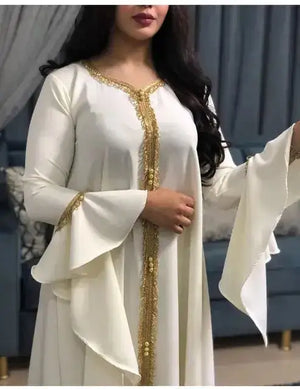 Modest Fashion For Women With Ruffled Sleeves And Embroidered Abaya Rieworkes