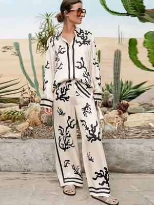 Elegant Printed Women's Pants Set Rieworkes