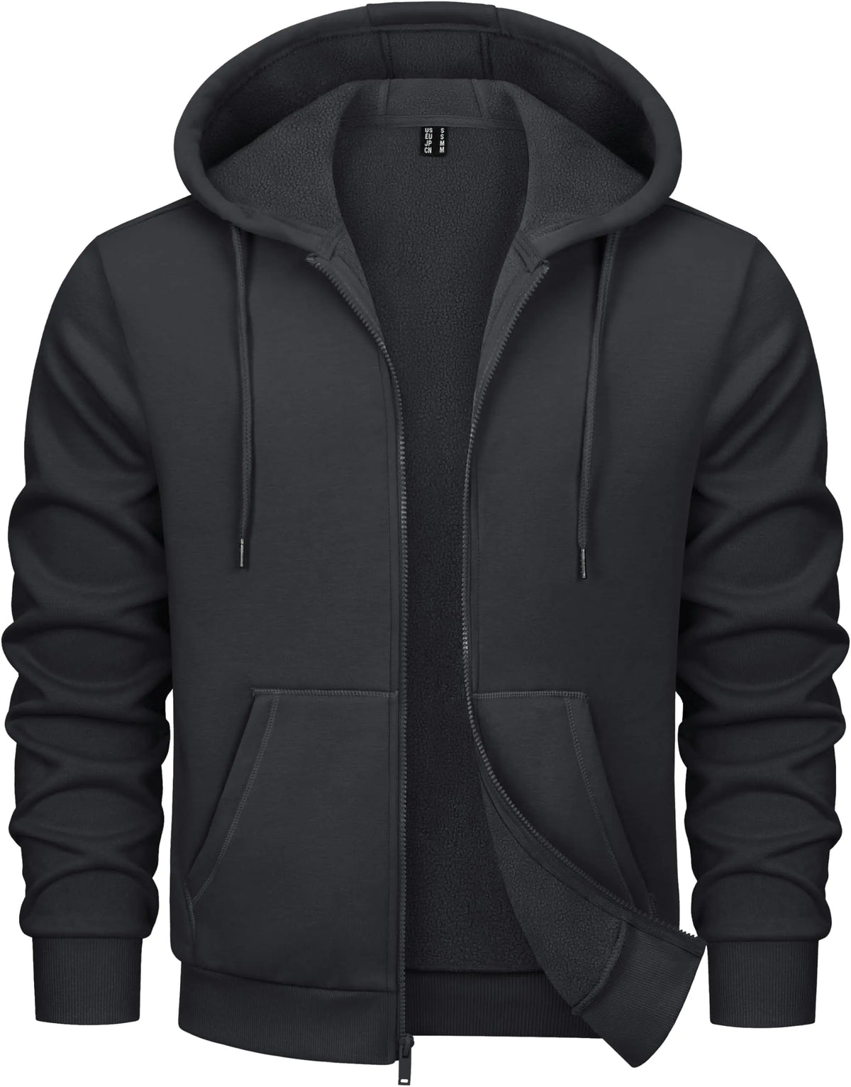 MAGCOMSEN Mens Fleece Jacket with Hood Classic Trendy Thermal Pullover Fleece Lined Sweatshirt Zip Up Hoodies for Men Casual Black M Mimarta