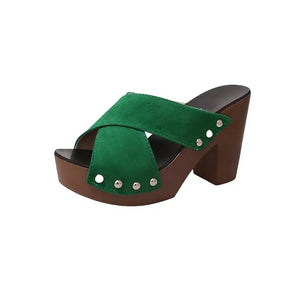 Square High Heel Platform Women's Summer Sandals: Elegant Rivet Pumps Rieworkes