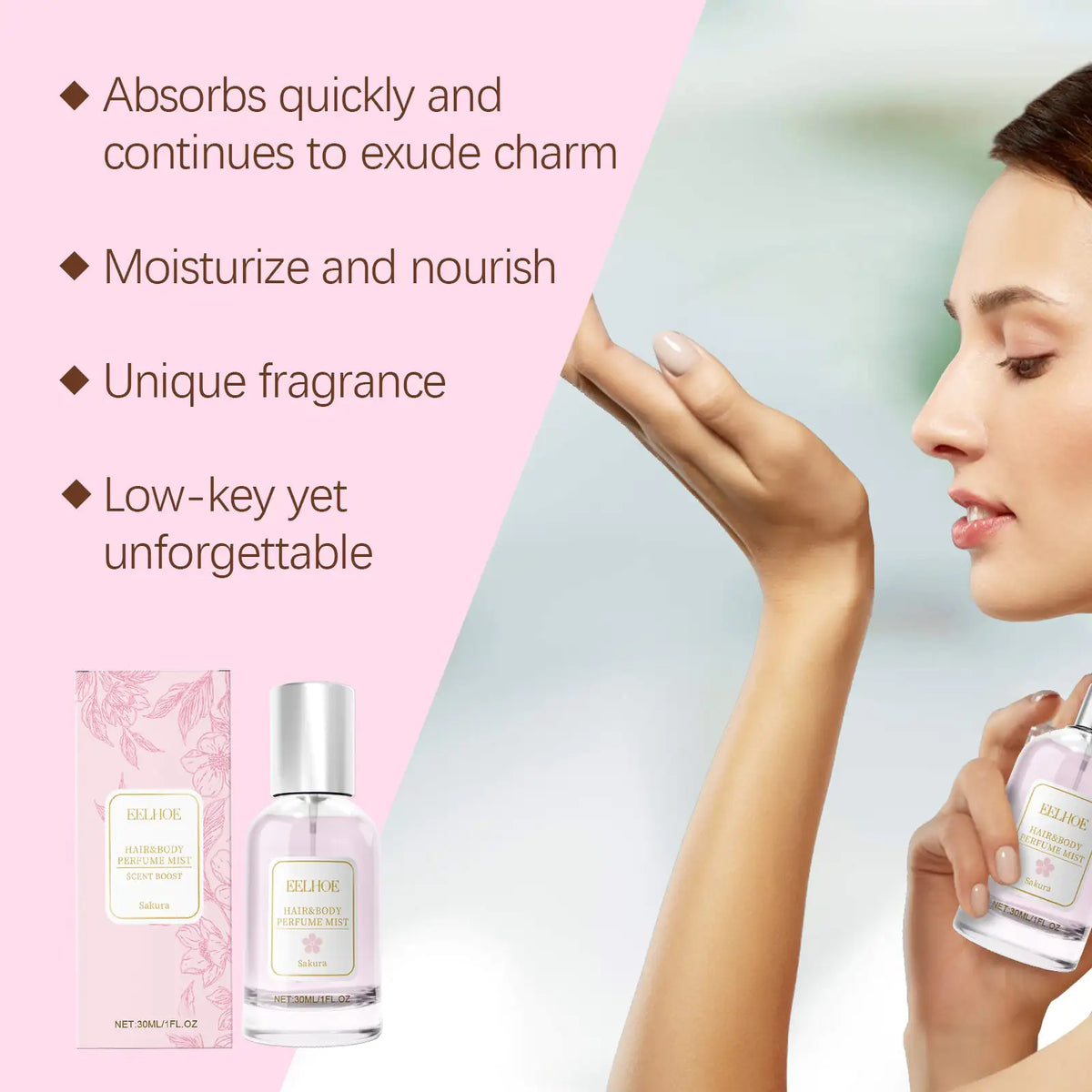 EELHOE Cherry Blossom Body Hair Eau De Parfum Spray Elegant Dating Atmosphere Natural Niche Eau De Parfum Spray Mimarta