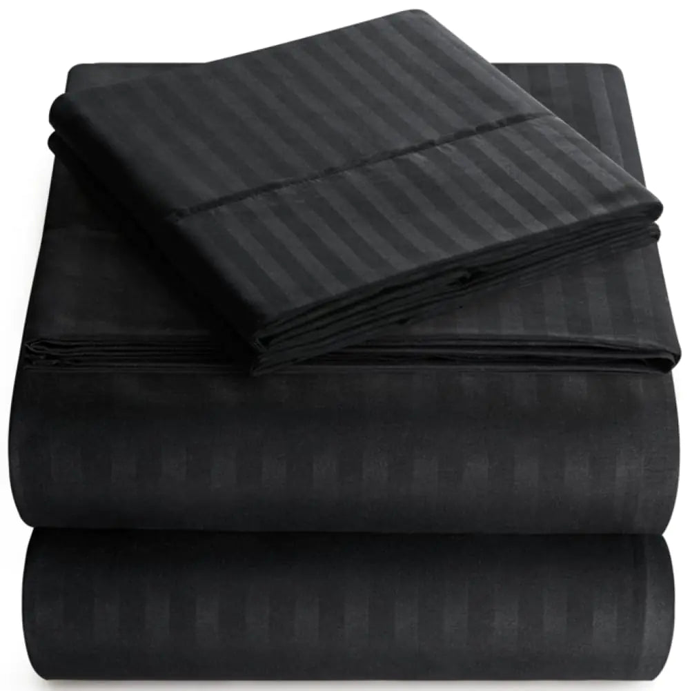 King Sheet Set - 4-Piece Striped Deep Pocket King Bed Sheets - Ultra-Soft &amp; Wrinkle-Free King Size Bedding - Cooling Microfiber King Bed Sheet Set with 1 Fitted Sheet 1 Flat Sheet 2 Pillowcases Rieworkes