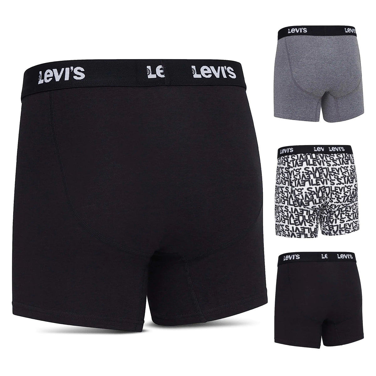 Levi's Mens Boxer Briefs Breathable Stretch Underwear 4 Pack Scribble Logo, Caviar, B25heathergrey, Caviar X-Large Rieworkes