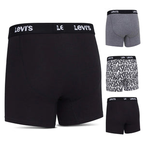 Levi's Mens Boxer Briefs Breathable Stretch Underwear 4 Pack Scribble Logo, Caviar, B25heathergrey, Caviar X-Large Rieworkes