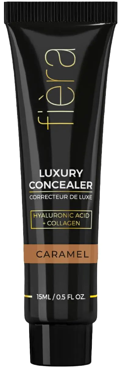 Fièra Luxury Concealer with Anti-Aging - All Day Coverage for Dark Circles, Fine Lines, Wrinkles & Spots - Caramel, 0.5 Ounce 0.5 Fl Oz (Pack of 1) 4W Caramel Rieworkes
