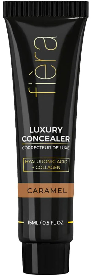 Fièra Luxury Concealer with Anti-Aging - All Day Coverage for Dark Circles, Fine Lines, Wrinkles & Spots - Caramel, 0.5 Ounce 0.5 Fl Oz (Pack of 1) 4W Caramel Rieworkes