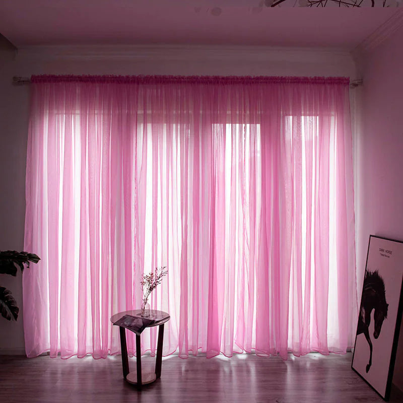 Simple And Modern Balcony Solid Color Gauze Curtain Rieworkes