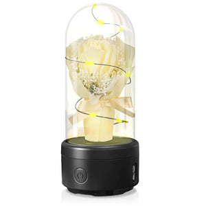 Creative 2 In 1 Bouquet LED Light And Bluetooth-compatible Speaker Mother's Day Gift Rose Luminous Night Light Ornament In Glass Cover Rieworkes