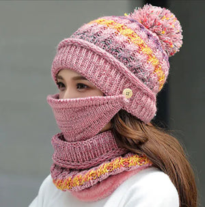 Winter Knitted Hat, Mask & Scarf Set Mimarta