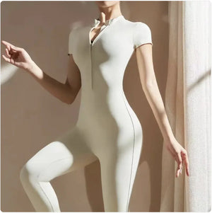 Women's Long-Sleeve Zipper Yoga Jumpsuit Rieworkes