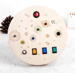 Bright Start LED Wooden Busy Board – Early Learning Toy for Kids Rieworkes