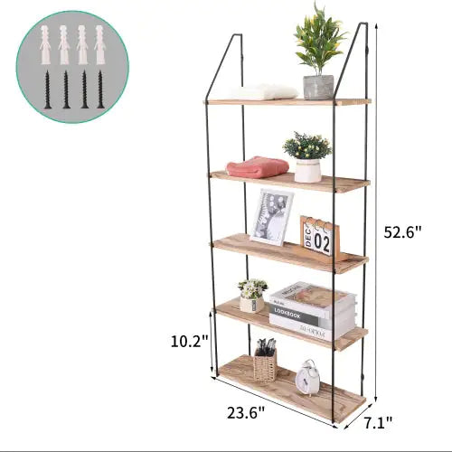Gardenia Floating Shelf With Metal Brackets, Wall Mounted Rustic Wood Wall Storage, Decorative Hanging Display For Trophy Mimarta