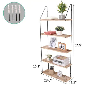 Gardenia Floating Shelf With Metal Brackets, Wall Mounted Rustic Wood Wall Storage, Decorative Hanging Display For Trophy Mimarta