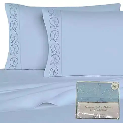 Victoria Embroidered 4 Pc Microfiber 1800 TC Sheets Set Rieworkes