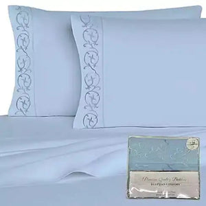 Victoria Embroidered 4 Pc Microfiber 1800 TC Sheets Set Rieworkes