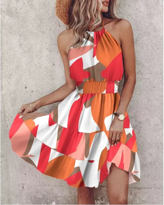 Summer Chic Halter Dress - European & American Print Rieworkes