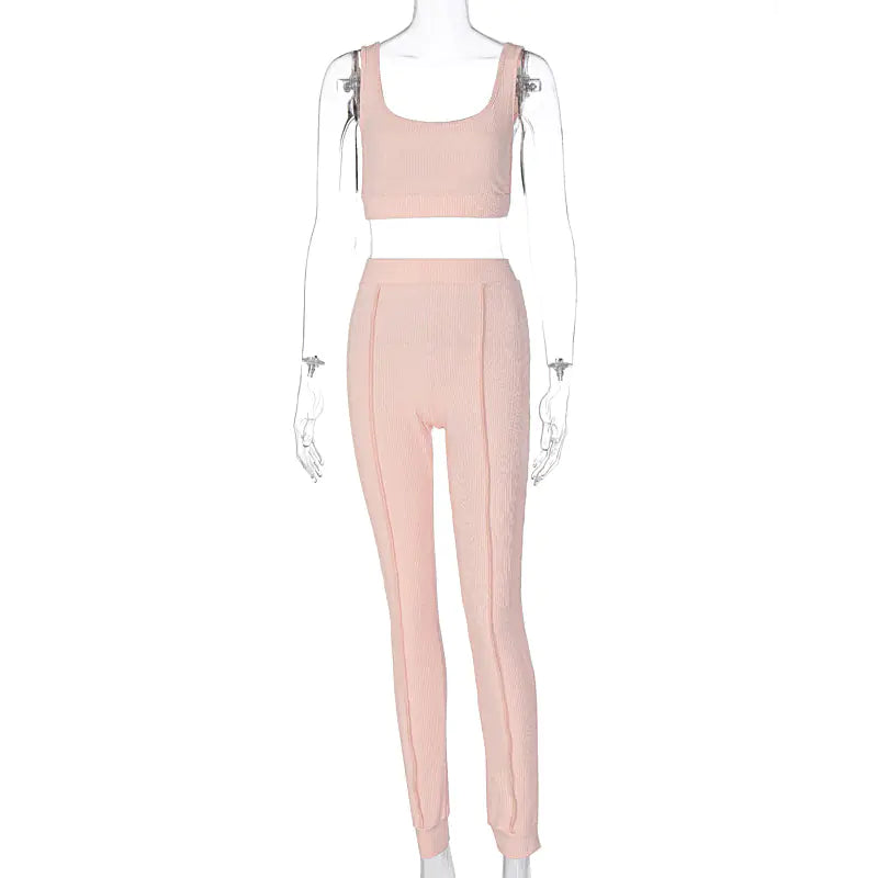 Women's Ribbed Yoga Workout Set for Autumn/Winter Mimarta