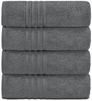 Wealuxe Grey Bath Towels Set of 4 Cotton 27x54 Inch Body Towel for Hotel Gym Rieworkes