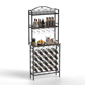 Tall Wine Holder Stand With Wine Glass Holder Rieworkes