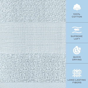 Resort Collection Soft Hand Towels 16x27 in 6 Pack Light Blue Luxury Hotel Rieworkes