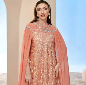 Mesh Embroidery Fashion Cloak Two-Piece Look Dress Rieworkes