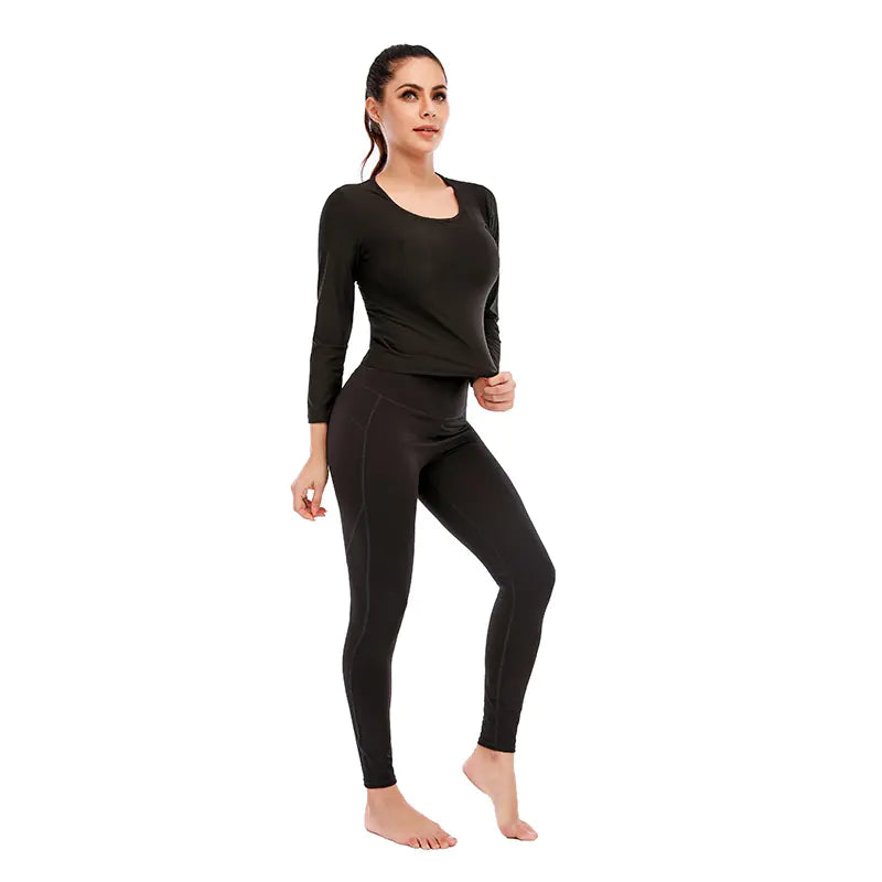 New Women's Long Sleeve Silver Sweat Yoga Set Mimarta