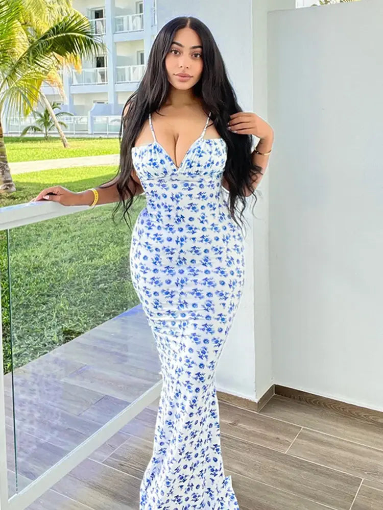 Hugcitar Women Elegant Floral Long Dress Rieworkes