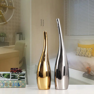Nordic Gold Plating Ceramic Vases Model Room Home Decor Rieworkes