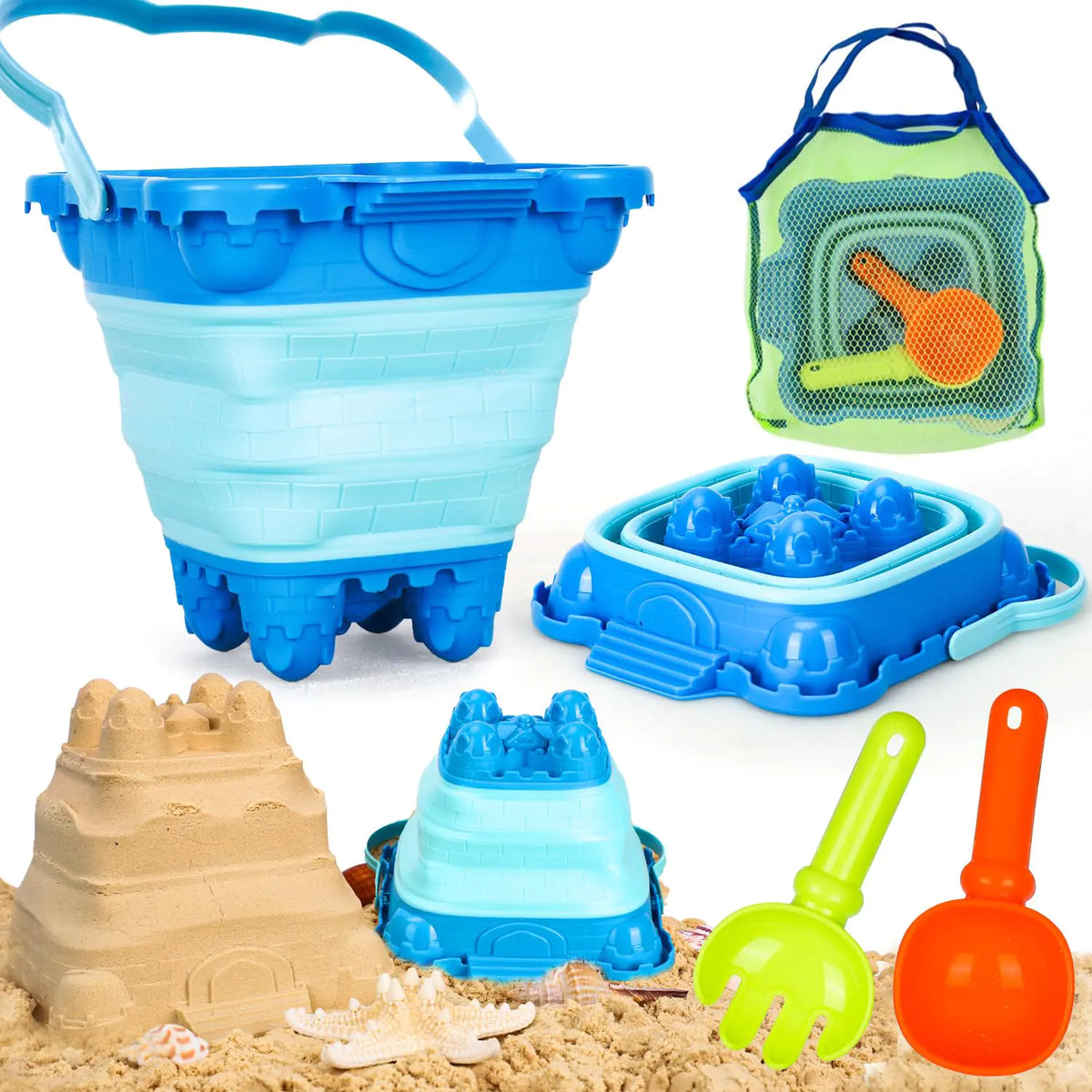 TOY Life Beach Toys Sand Toys Sandbox Toys Beach Toys for Toddlers 1-3 Beach Toys for Kids Ages 4-8 Sand Bucket Baby Beach Toys Sand Castle Building Kit Beach Bucket Summer Toys Mimarta