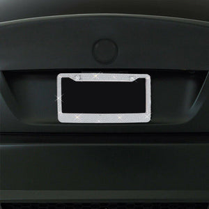 2PCS Bling License Plate Frame Glitter Crystal Sparkling Rhinestone Diamond Caps Rieworkes