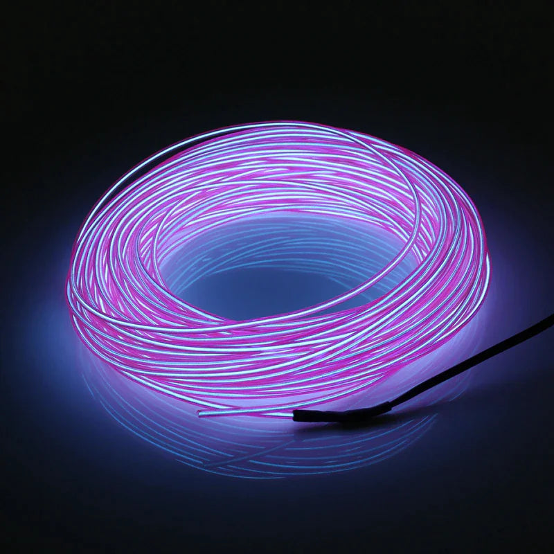 Neon LED Light Glow EL Wire String Strip Rope Tube Decor Car Party + Controller Rieworkes