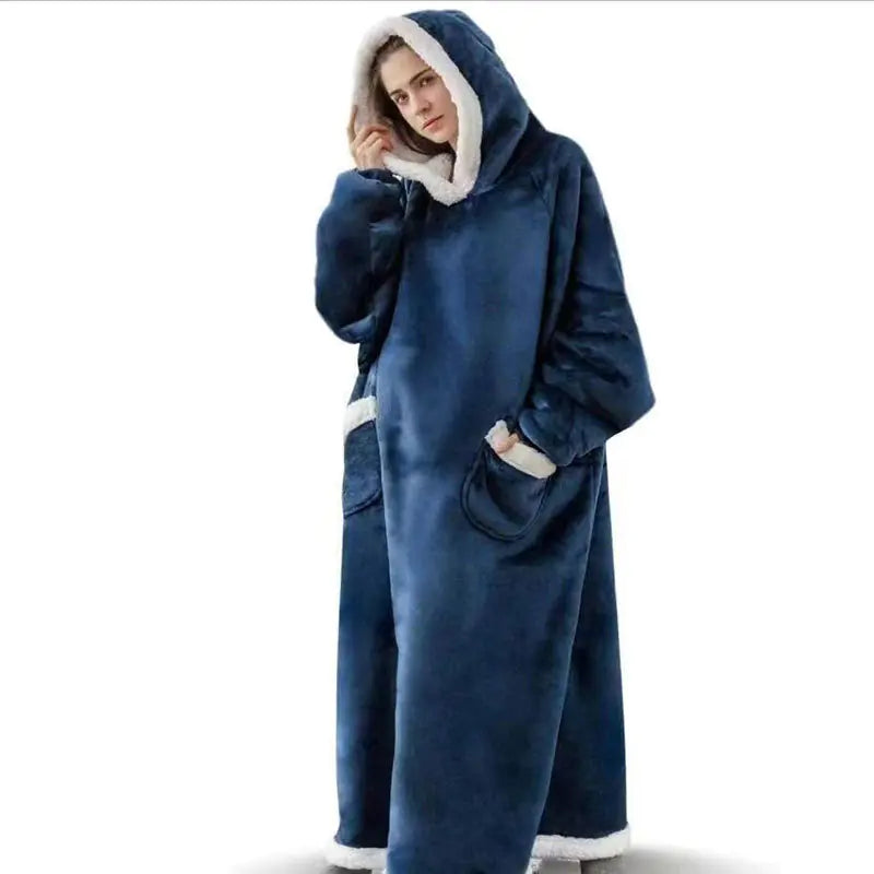 Couple Models Winter Hooded Pajamas and Blanket Set Mimarta