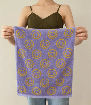 2-Sided Smile Pattern Combed Cotton Face Towel Mimarta