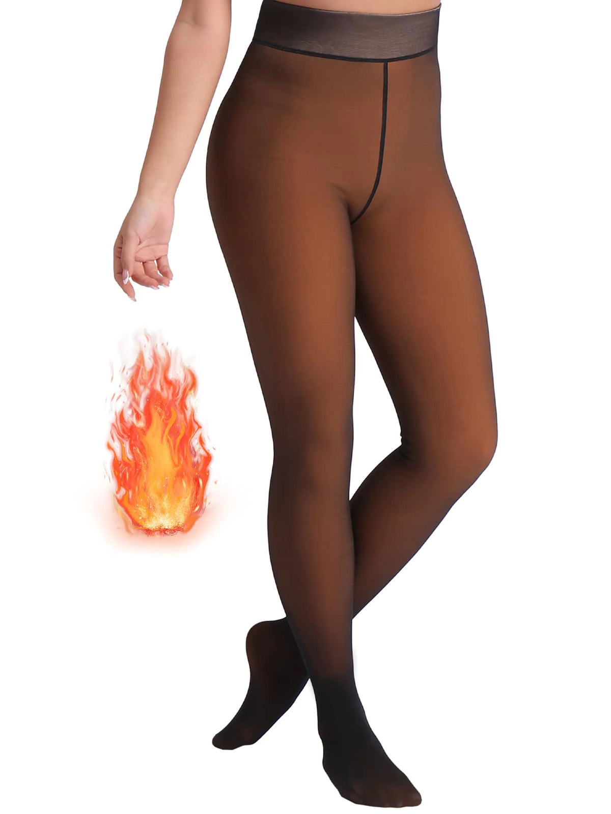 HONENNA 5 Skin Colors Fake Translucent Fleece Lined Tights Winter Thermal Pantyhose for Women under Dress medias térmicas Caramel S-M Mimarta