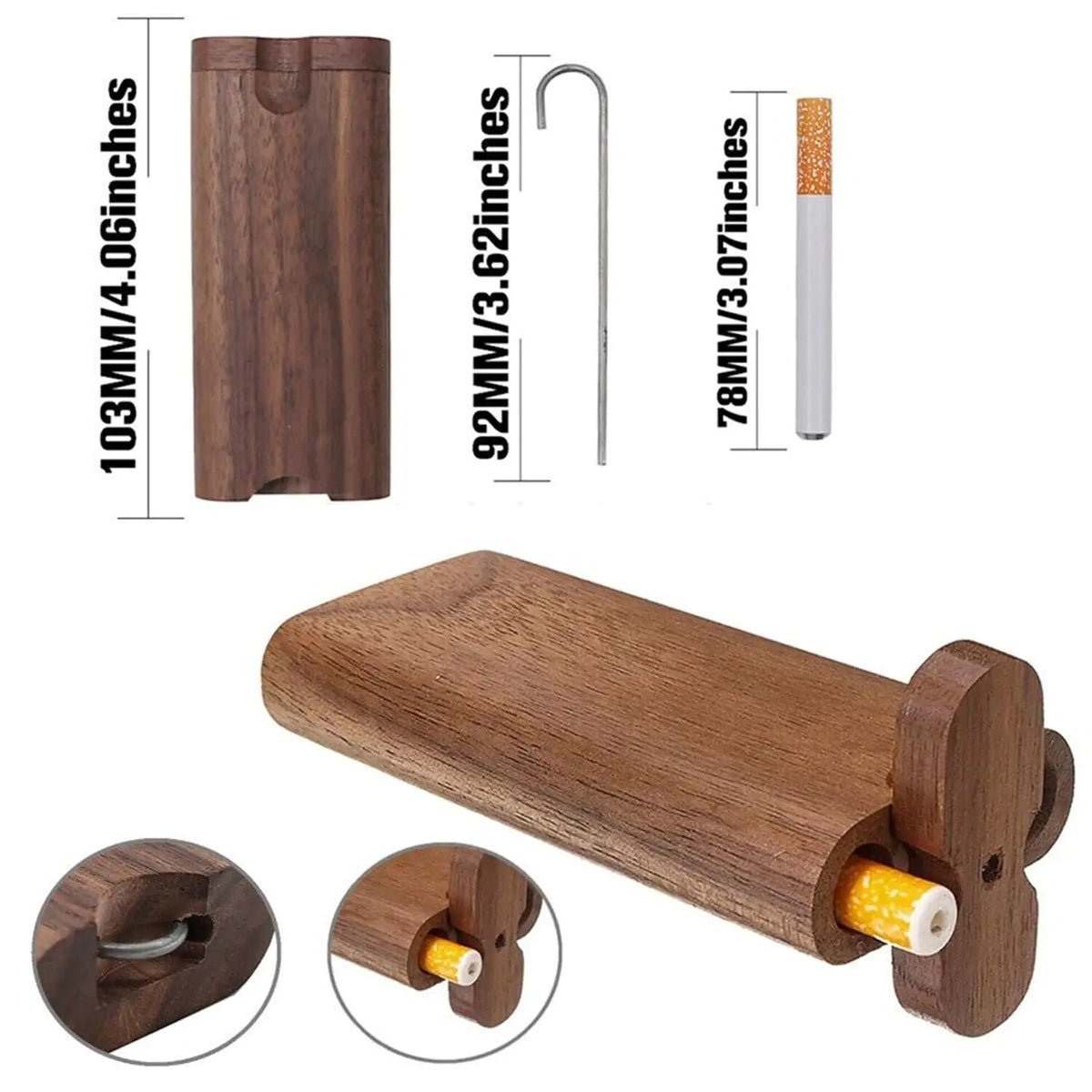 Wooden Dugout Pipe Self Cleaning Metal Bat Poker Smoking Pipe One Hitter Kit US Rieworkes