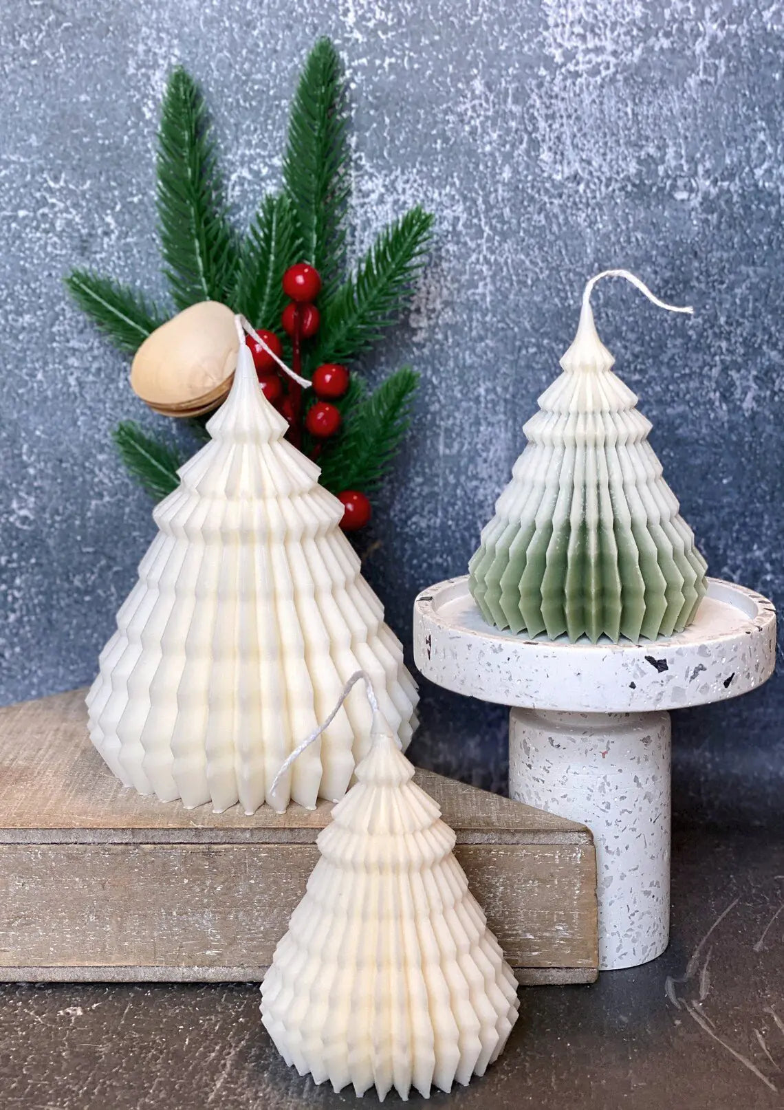 Origami Christmas Tree Candles | Holiday Decor Mimarta