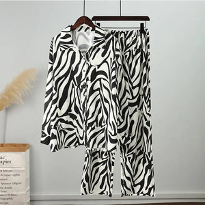 Loose Stripe Pants Set Elegant Long Sleeve Top Rieworkes