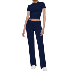 Solid Color T-shirt Casual Pants Suit Rieworkes