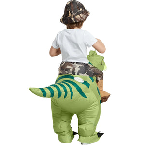One Casa Inflatable Dinosaur Costume Riding T Rex Air Blow up Funny Fancy Dress Party Halloween Costume for Kids 2-3 Yrs Rieworkes