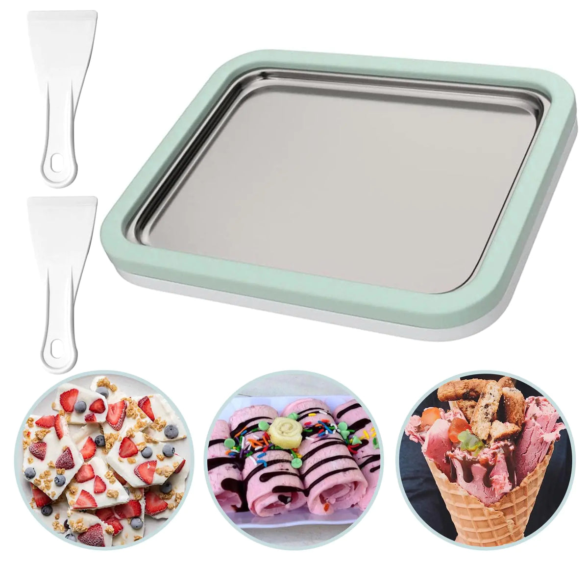 Rolled Ice Cream Maker Instant Ice Cream Machine Instant Cold Plate for Diy Ice Cream Fruit Frozen Yogurt (Green) Mimarta