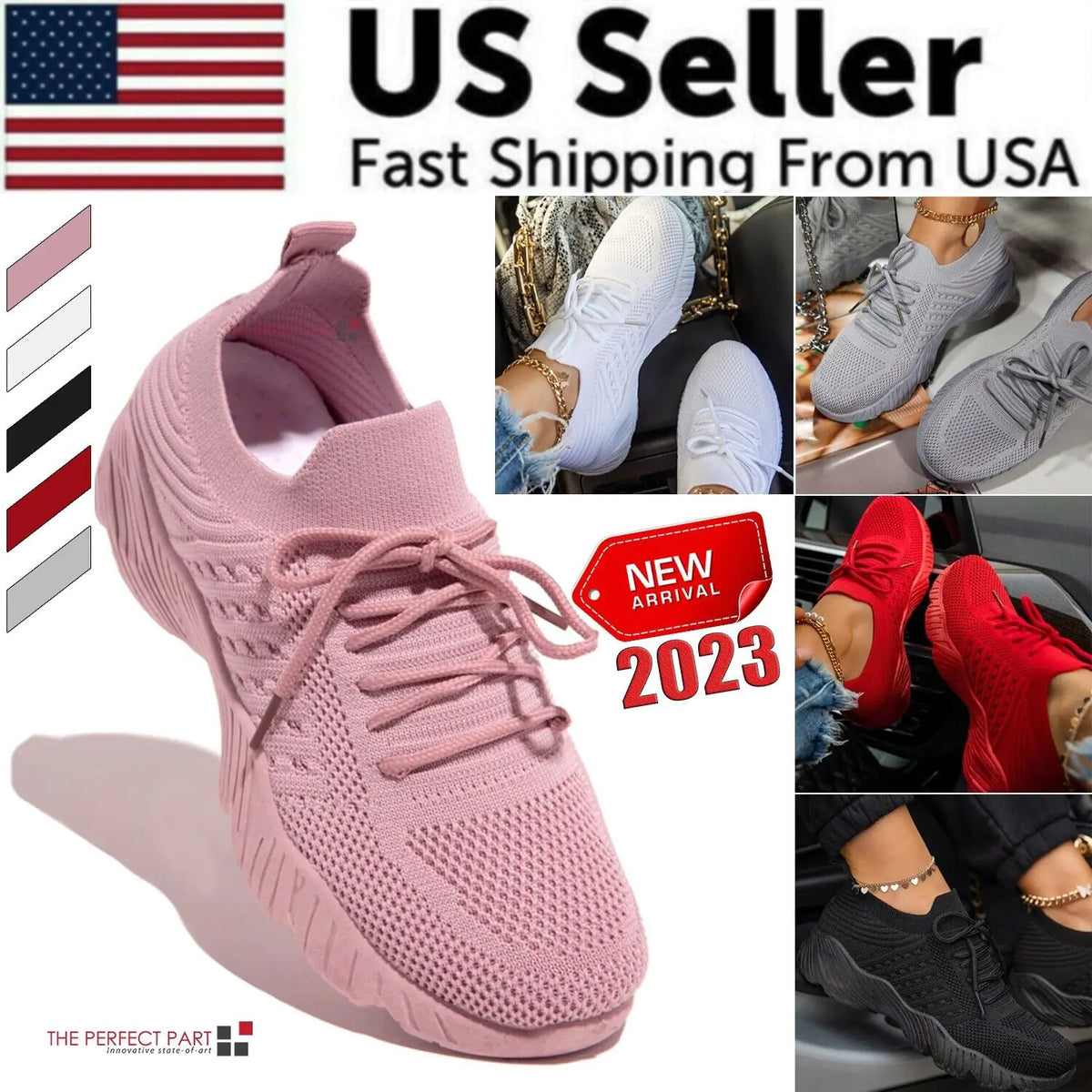 Womens Running Trainers Ladies Sneakers Slip On Walking Gym Comfy Fashion Shoes Rieworkes