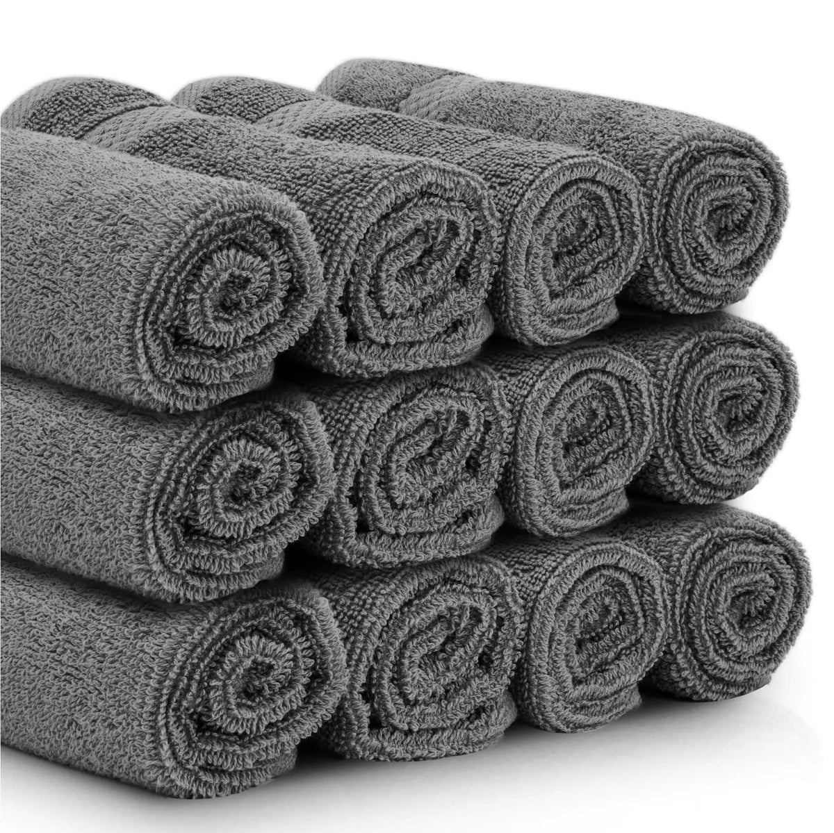 Luxury Washcloths for Bathroom Hotel Spa 12 Set 13x13 Inch Dark Gray Circlet Rieworkes