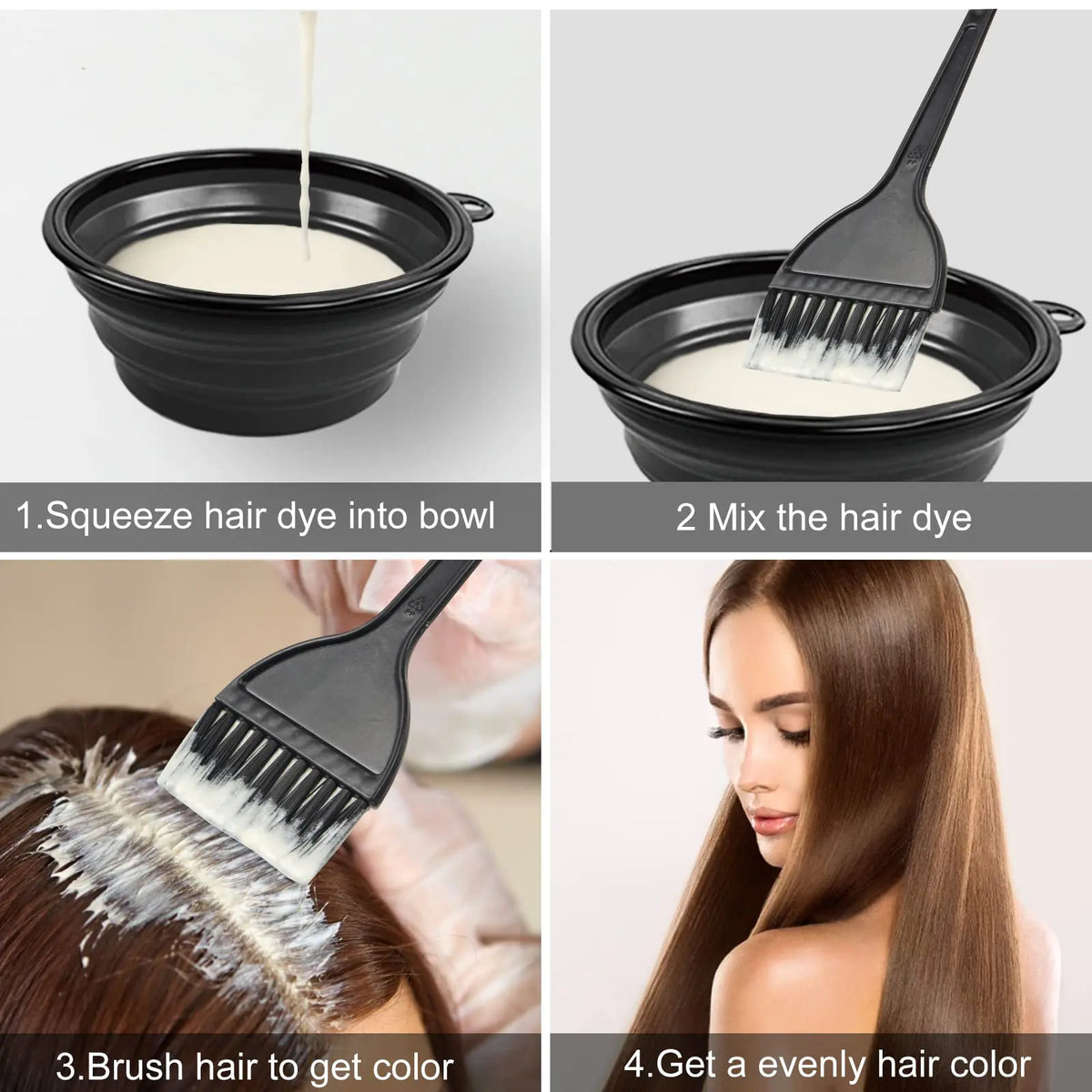 Yexixsr 5Pcs Professional Salon Hair Coloring Dyeing Kit, Hair Bleach Dit Hair Coloring Products with Hair Dye Brush, Hair Color Bowl, Hair Clips Rieworkes