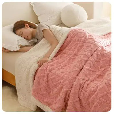 Warm Wool Coral Fleece Throw Blanket Rieworkes