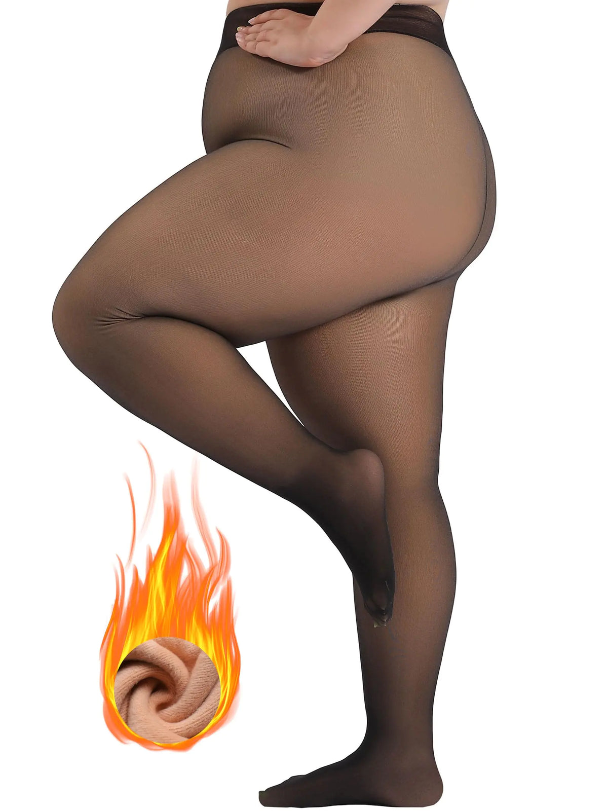 Amzshe Plus Size Fleece Lined Tights for Women Fake Translucent Warm Winter Leggings Control Top Thermal Tights Mimarta